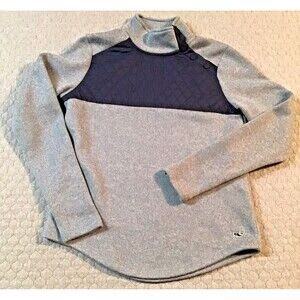 Vineyard Vines Quarter Snap Fleece Women's XS Gray Navy Pullover Sweater